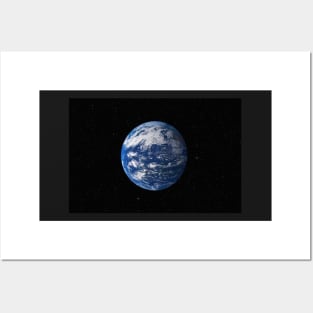 Planet Earth against dark starry sky Posters and Art